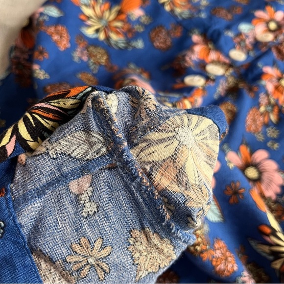 Modcloth Summer Camp Solstice Button Romper Sapphire Blue Floral Sz 12 - Picture 12 of 16